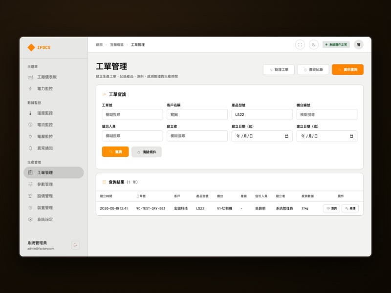 IFDCS 工廠設備智慧監控(宏固電子宜蘭廠)